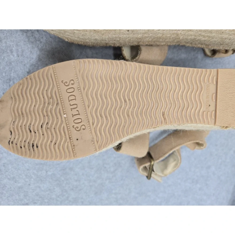 Soludos Suede Platform Espadrille Sandals Wide Strappy Ankle Women's Size‎ 8.5